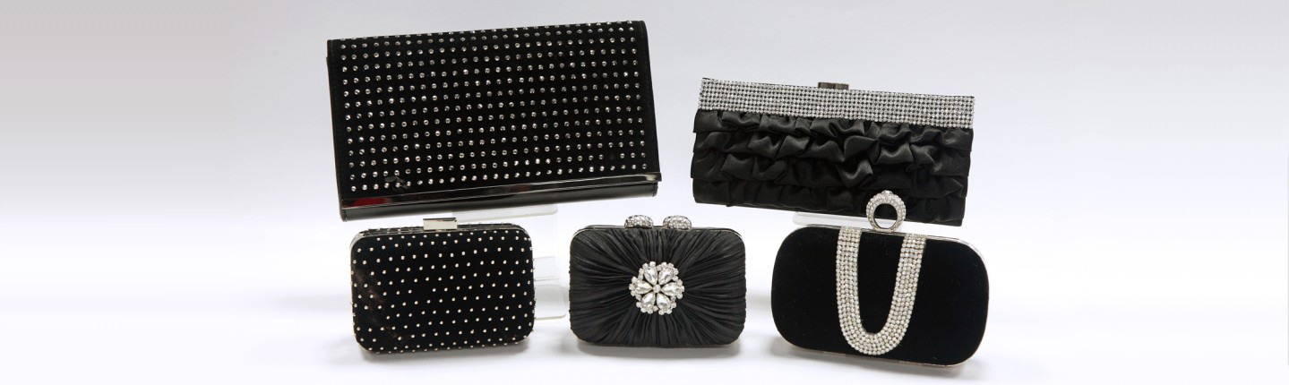 Black satin PU rhinestone evening bag series Black satin PU rhinestone rivet evening bag series