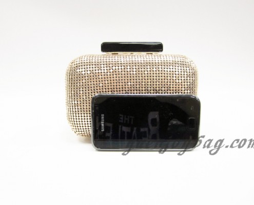 Fashion Light gold aluminium sequins clutch bag contrast with mobile