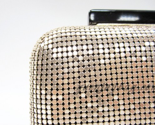 Ladies' Light gold aluminium mesh clutch bag detail