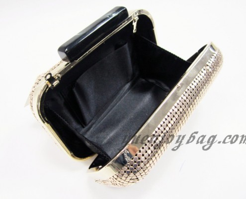 Fashion Light gold aluminium sequins clutch bag interior
