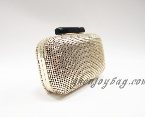 Fashion Light gold aluminium sequins clutch bag side view