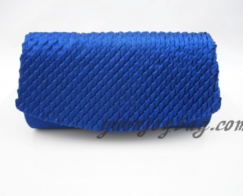 Fold over ruffled Blue satin evening bag