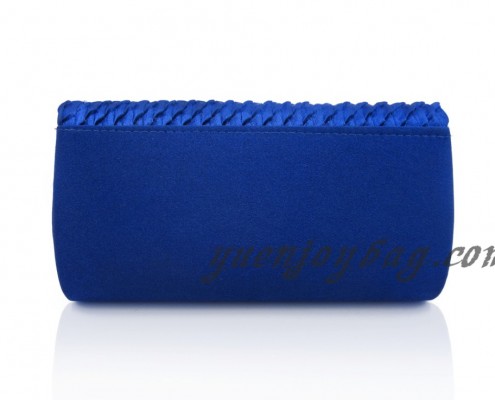 Fold over ruffled Blue satin evening bag back view