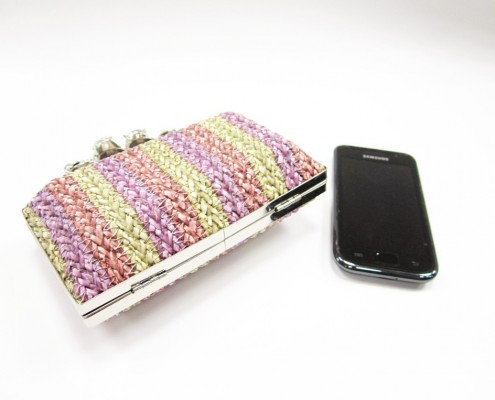 Skull finger rings woven PU clutch bag bottom