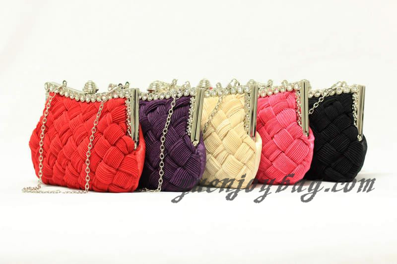 woven knit Pleated satin bridal clutch bag woven knit Pleated satin bridal clutch bag