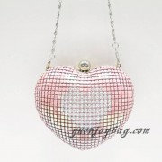 heart shape aluminium metal sequins day clutch handbag