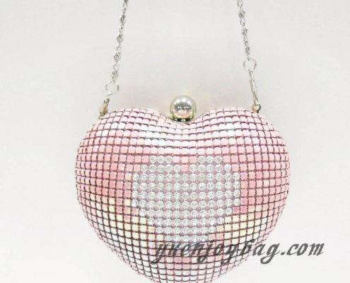 heart shape aluminium metal sequins day clutch handbag