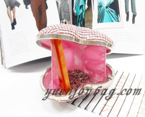 heart shape aluminium metal sequins day clutch handbag lining view heart shape aluminium metal sequins day clutch handbag lining view