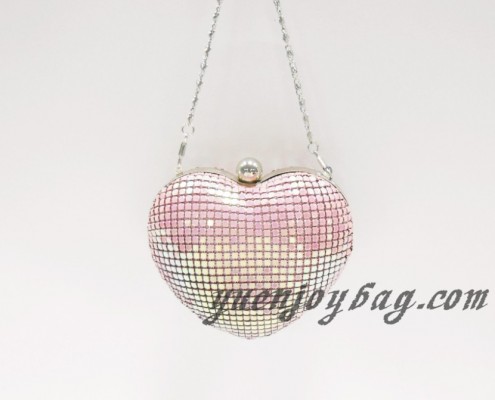 heart shape aluminium metal sequins diamond rhinestone day clutch handbag back view heart shape aluminium metal sequins diamond rhinestone day clutch handbag back view