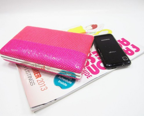 4mm metal sequin Neon color silver metal frame evening purse bag - bottom view