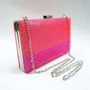 4mm metal sequin Neon color silver metal frame evening purse bag - side view 4mm metal sequin Neon color silver metal frame evening purse bag - side view