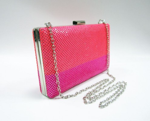 4mm metal sequin Neon color silver metal frame evening purse bag - side view