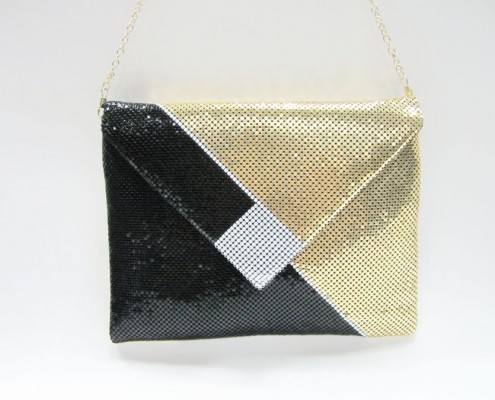 Black and Gold Metal sequin Geometry shape envelope evening bag