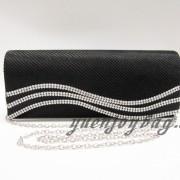 Black pleated Satin clutch purse with crystal rhinestone Black pleated Satin clutch purse with crystal rhinestone