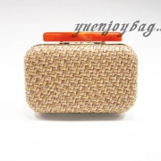 Brown straw interlaced PU faux leather clutch bags