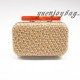 Brown straw interlaced PU faux leather clutch bags