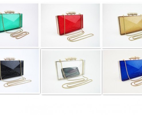 Celebrities Neon Candy color transparent clear acrylic clutch bag with gold snake chain - color option Celebrities Neon Candy color transparent clear acrylic clutch bag with gold snake chain - color option