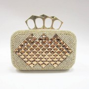 Diamond knuckle finger metal frame Golden crystal rhinestone evening bag