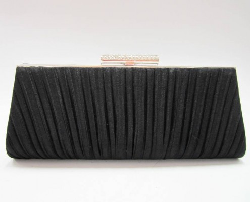 Hot sale 2014 black pleated diamond metal frame clutch bag - back view Hot sale 2014 black pleated diamond metal frame clutch bag - back view