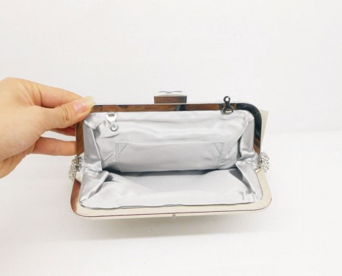 Luxury swarovski crystal ladies brand clutch bag for party - lining view
