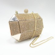 Metal frame gold box crystal rhinstones bridal evening bag clutch purse to match evening dress Metal frame gold box crystal rhinstones bridal evening bag clutch purse to match evening dress