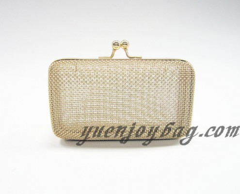 Metal grid Gold transparent clutch bag with kiss lock frame Metal grid Gold transparent clutch bag with kiss lock frame