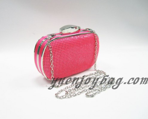 Metal sequin neon pink evening bag