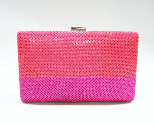 Neon color silver metal frame evening purse crossbody bag