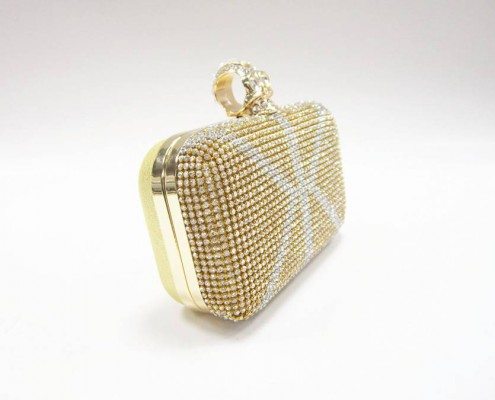 Skull metal box crystal rhinestone Union Jack evening bag - side view