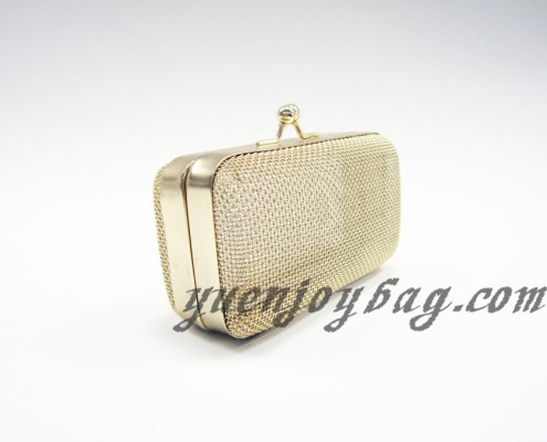 Small metal grid gold transparent kiss lock frame evening purse