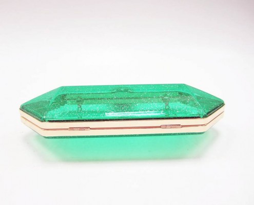 Transparent clear acrylic clutch bag - bottom view Transparent clear acrylic clutch bag - bottom view