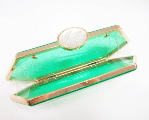 Wholesale Designer candy color transparent clear acrylic clutch purse - lining view Wholesale Designer candy color transparent clear acrylic clutch purse - lining view