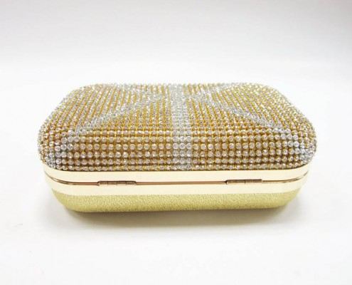 Women's Mini skull metal frame UK flag diamond clutch bag - bottom view