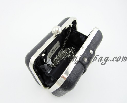Black metal frame clasp rivet PU leather women's evening bags handbag Black metal frame clasp rivet PU leather women's evening bags handbag