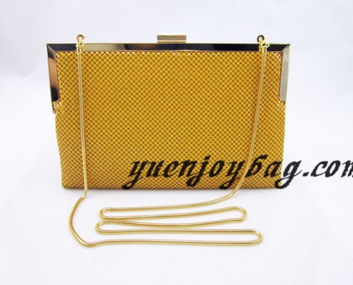 Candy color yellow Aluminium metal sequins beautiful evening purse clutch bag