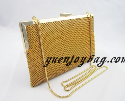 Candy color yellow Aluminium metal sequins beautiful evening purse clutch bag - side view Candy color yellow Aluminium metal sequins beautiful evening purse clutch bag - side view