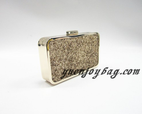Dazzling Gold Glitter Bling Sequins Evening Party purse Bag Handbag Women Clutch wallet with metal frame - side view