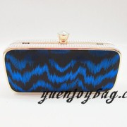 Gold metal frame Blue wave pattern PU leather clutch bags Gold metal frame Blue wave pattern PU leather clutch bags