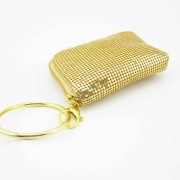 Golden aluminium metal sequin small wristlet zipper purse for iphone Golden aluminium metal sequin small wristlet zipper purse for iphone