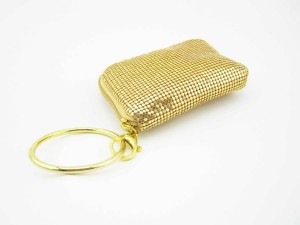 Golden aluminium metal sequin small wristlet zipper purse for iphone Golden aluminium metal sequin small wristlet zipper purse for iphone