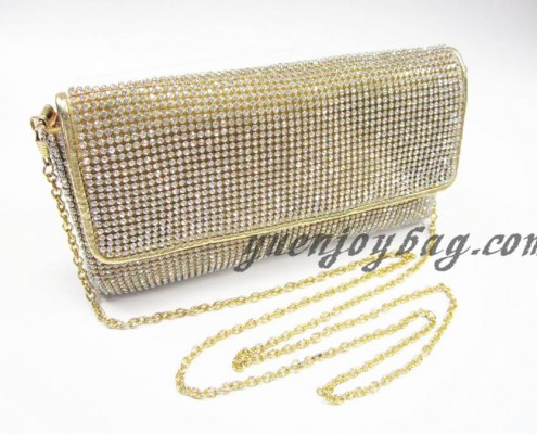 Luxury gold aluminium Rhinestone diamond ladies envelope party clutch chain bag - top view Luxury gold aluminium Rhinestone diamond ladies envelope party clutch chain bag - top view