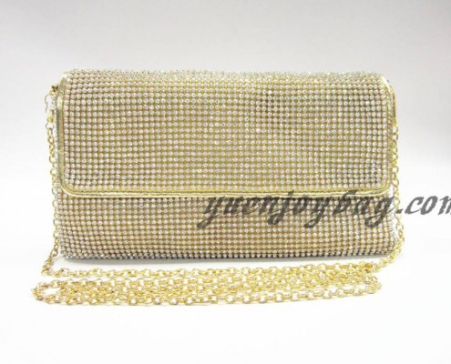 Luxury golden Rhinestone diamond ladies envelope evening clutch chain bag