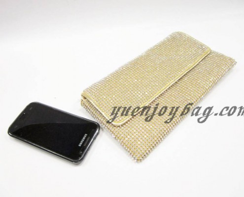 Luxury golden Rhinestone diamond ladies envelope evening clutch chain bag - contrast with mobile Luxury golden Rhinestone diamond ladies envelope evening clutch chain bag - contrast with mobile