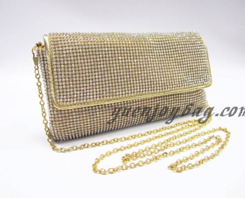 Luxury golden Rhinestone diamond women envelope evening purse - side view Luxury golden Rhinestone diamond women envelope evening purse - side view