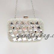 Shiny silver crystal rhinestone diamond metal hard box evening clutch party bag with chain Shiny silver crystal rhinestone diamond metal hard box evening clutch party bag with chain