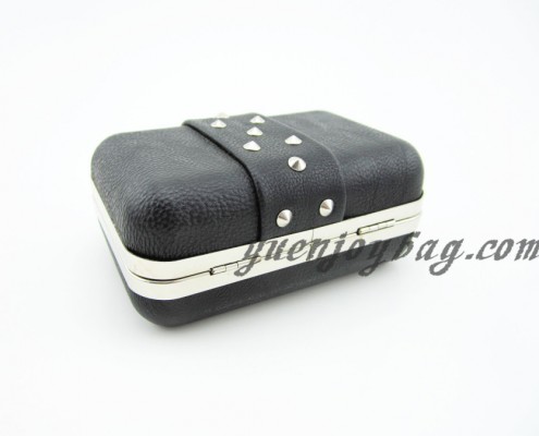 women's Black rivet PU leather clutch bag - bottom view women's Black rivet PU leather clutch bag - bottom view