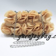 Beige chiffon satin flower bridal evening clutch bag from China manufacturer Beige chiffon satin flower bridal evening clutch bag from China manufacturer
