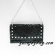 Black shinny Aluminium metal sequins rivet party clutch chain bag