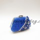 Blue plicated satin bead pearl diamond rhinestone metal frame evening bags