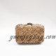Brown shiny bling sequins material small ladies evening purse clutch bag with metal frame box hardcase